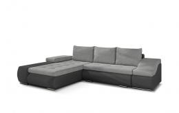SOFÁ CAMA CON ARCÓN 295 CM X 200 CM ONTARIO GRIS CLARO TELA/GRIS POLIPIEL