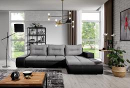 SOFÁ CAMA CON ARCÓN 275 CM X 180 CM OTTAVIO GRIS TELA/NEGRO POLIPIEL