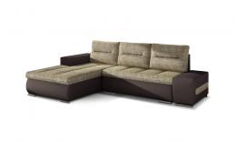 SOFÁ CAMA CON ARCÓN 275 CM X 180 CM OTTAVIO BEIGE TELA/MARRÓN POLIPIEL