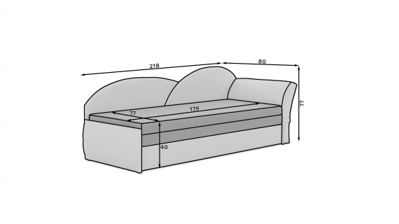 Photo Children's sofa bed - Aga, Blue/White, 218x80