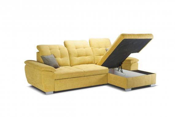 Foto SOFÁ CAMA CON ARCÓN CON RESPALDO ALTO REPOSACABEZAS RECLINABLES 258 CM X 164 CM OLIVIA AMARILLO