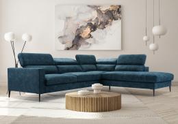 SOFÁ GRANDE CON PATAS ALTAS CABEZALES RECLINABLES 300 CM X 250 CM JEZZI AZUL