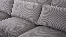 SOFÁ GRANDE CON PATAS ALTAS CABEZALES RECLINABLES 300 CM X 250 CM JEZZI GRIS