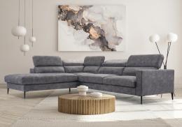 SOFÁ GRANDE CON PATAS ALTAS CABEZALES RECLINABLES 300 CM X 250 CM JEZZI GRIS CLARO