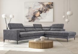 SOFÁ GRANDE CON PATAS ALTAS CABEZALES RECLINABLES 300 CM X 250 CM JEZZI GRIS CLARO