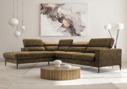 SOFÁ GRANDE CON PATAS ALTAS CABEZALES RECLINABLES 300 CM X 250 CM JEZZI OLIVA