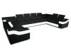 Foto SOFÁ GRANDE 10 PLAZAS I FORMA DE U I REPOSACABEZAS RECLINABLES Y BRAZOS ANCHOS 440 CM X 260 CM EVA NEGRO TELA/BLANCO POLIPIEL