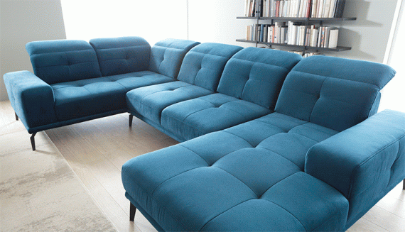 Foto SOFÁ EN FORMA DE U I REPOSACABEZAS RECLINABLES 350 CM X 201 CM NEVIRO GRIS