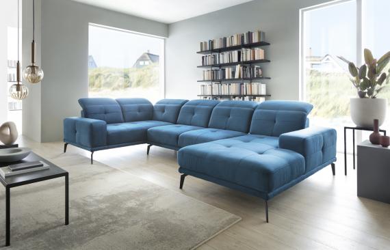 Foto SOFÁ EN FORMA DE U I REPOSACABEZAS RECLINABLES 350 CM X 201 CM NEVIRO NEGRO