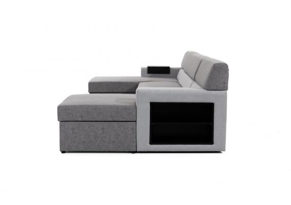 Foto SOFÁ CAMA FORMA DE U 310 CM X 159 CM MARKOS GRIS OSCURO TELA/GRIS CLARO TELA