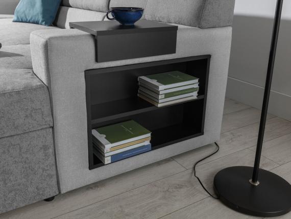 Foto SOFÁ CAMA FORMA DE U 310 CM X 159 CM MARKOS GRIS OSCURO TELA/GRIS CLARO TELA