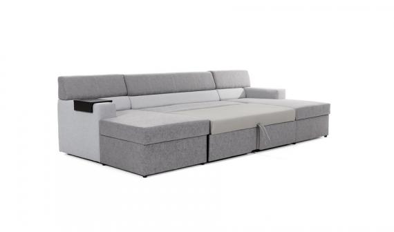Foto SOFÁ CAMA FORMA DE U 310 CM X 159 CM MARKOS GRIS OSCURO TELA/GRIS CLARO TELA