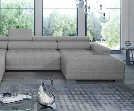 Photo XL sofa with movable headrests - CAMPO XL, Fabric, Grey
