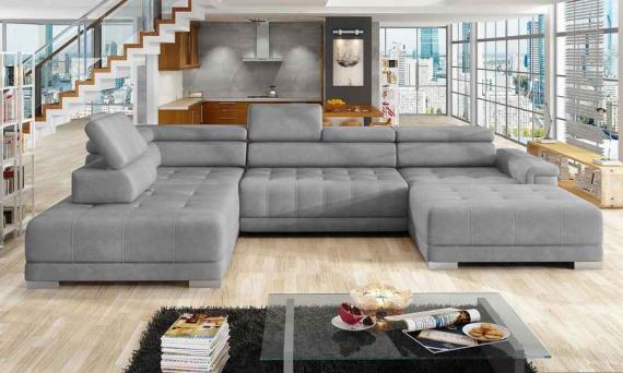 Photo XL sofa with movable headrests - CAMPO XL, Fabric, Grey