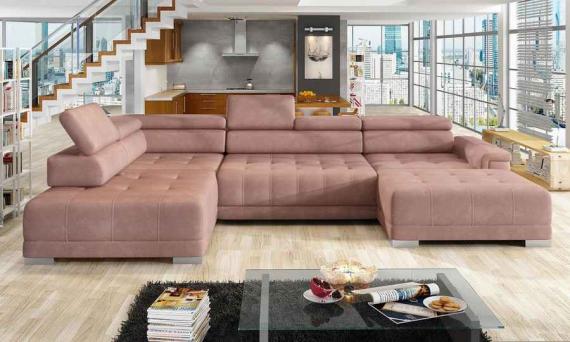Photo XL sofa with movable headrests - CAMPO XL, Fabric, Grey