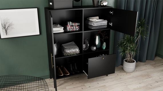 Photo Display cabinet - Lanzzi, 120 cm, matte black
