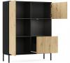 Photo Display cabinet - Lanzzi, 120 cm, oak - black