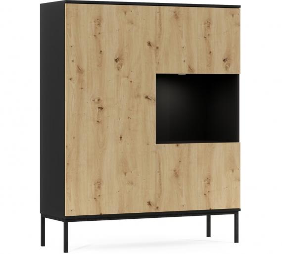 Photo Display cabinet - Lanzzi, 120 cm, oak - black