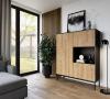 Photo Display cabinet - Lanzzi, 120 cm, oak - black
