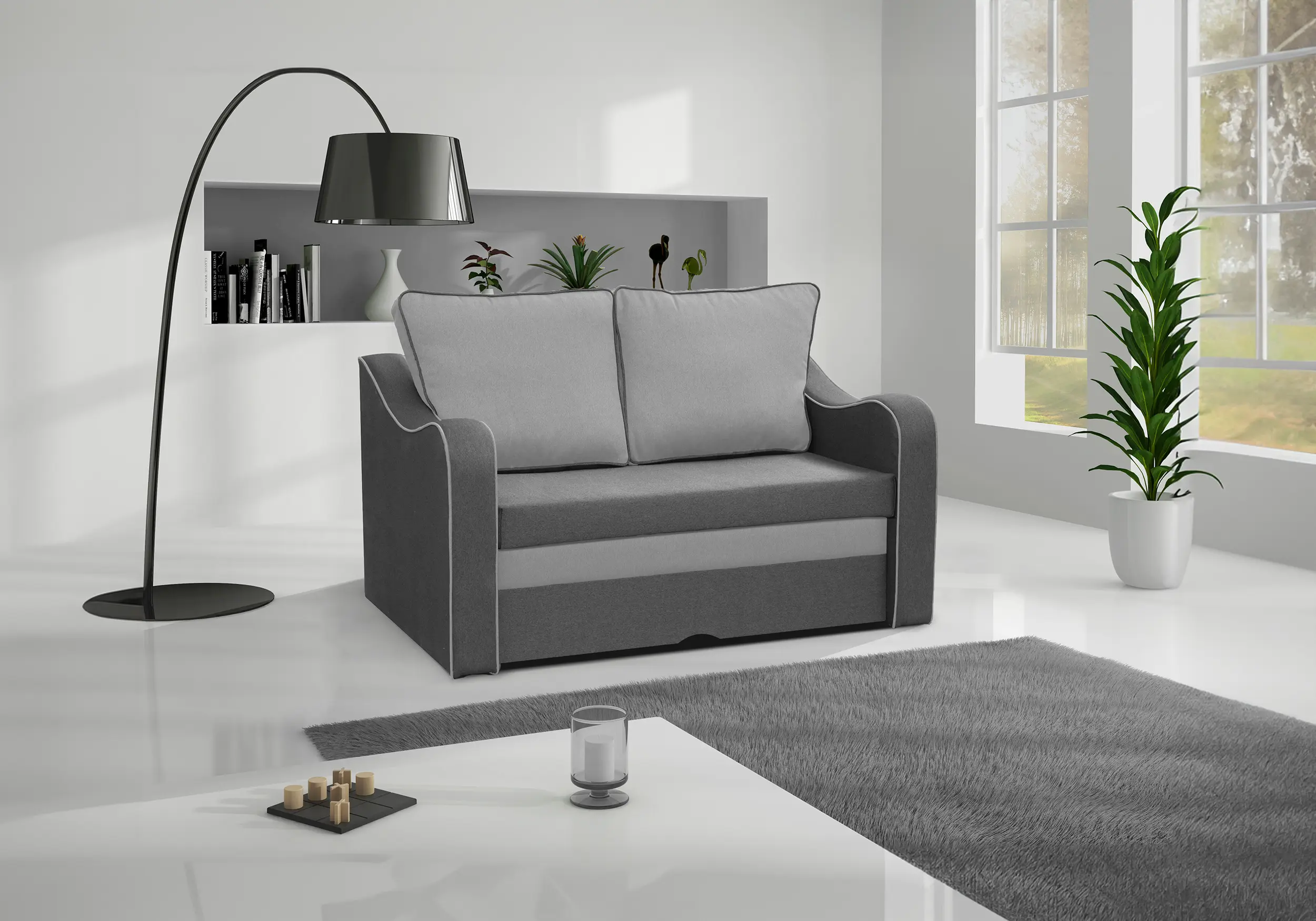 SOFÁ CAMA PEQUEÑO 2 PLAZAS 140 CM SAMBA GRIS/GRIS OSCURO