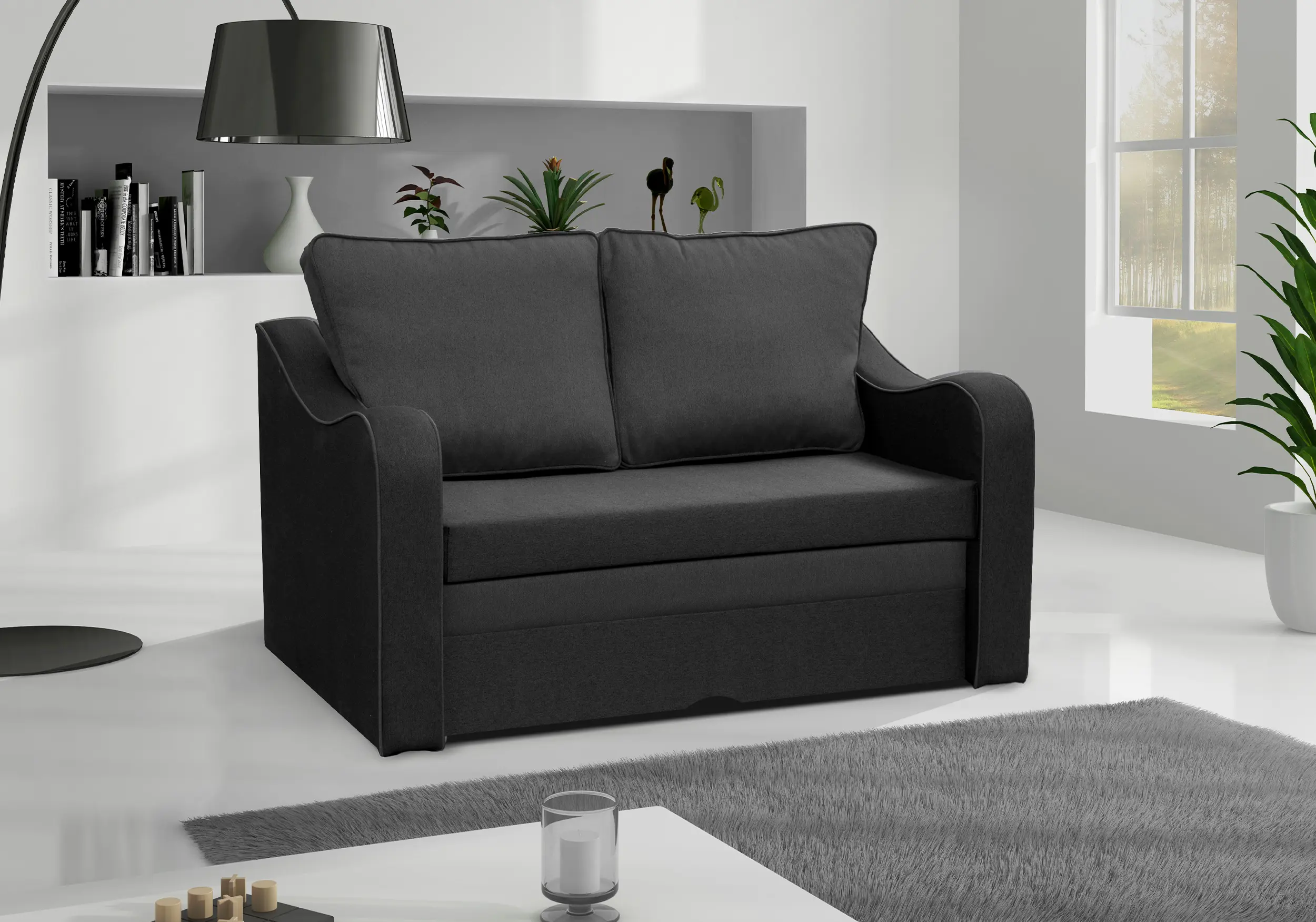 SOFÁ CAMA PEQUEÑO 2 PLAZAS 140 CM SAMBA GRIS OSCURO