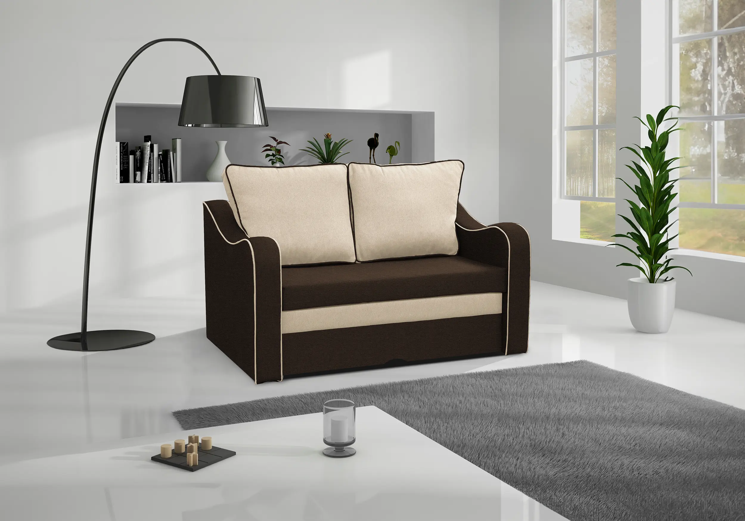 SOFÁ CAMA PEQUEÑO 2 PLAZAS 140 CM SAMBA MARRÓN/BEIGE
