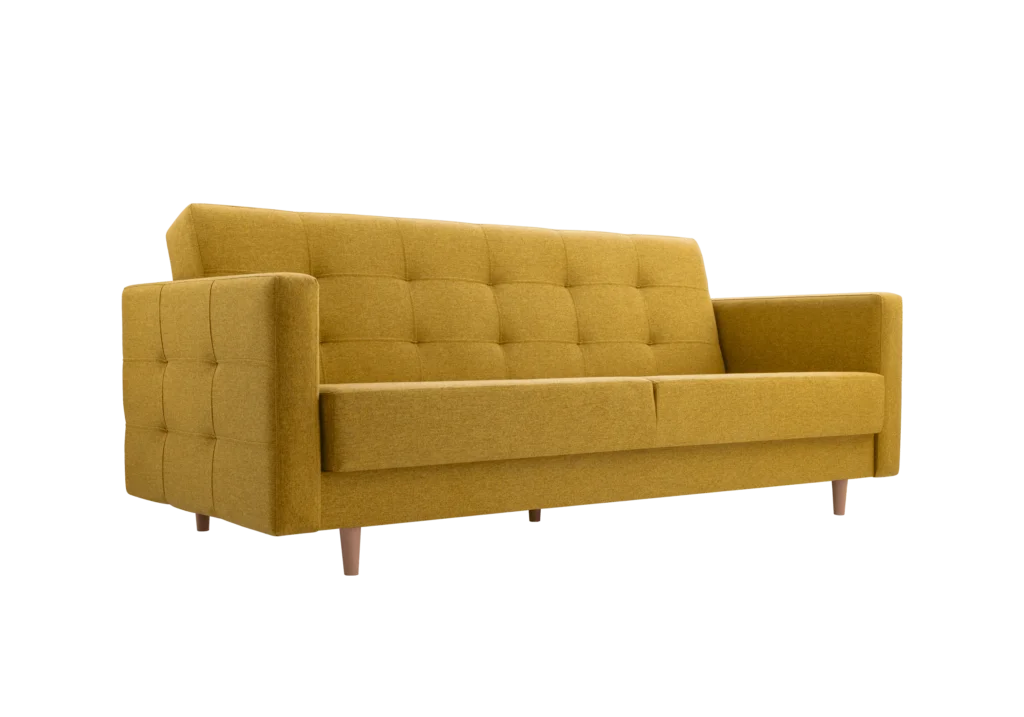 SOFÁ CAMA 210 CM Y SILLÓN GODIVO MOSTAZA