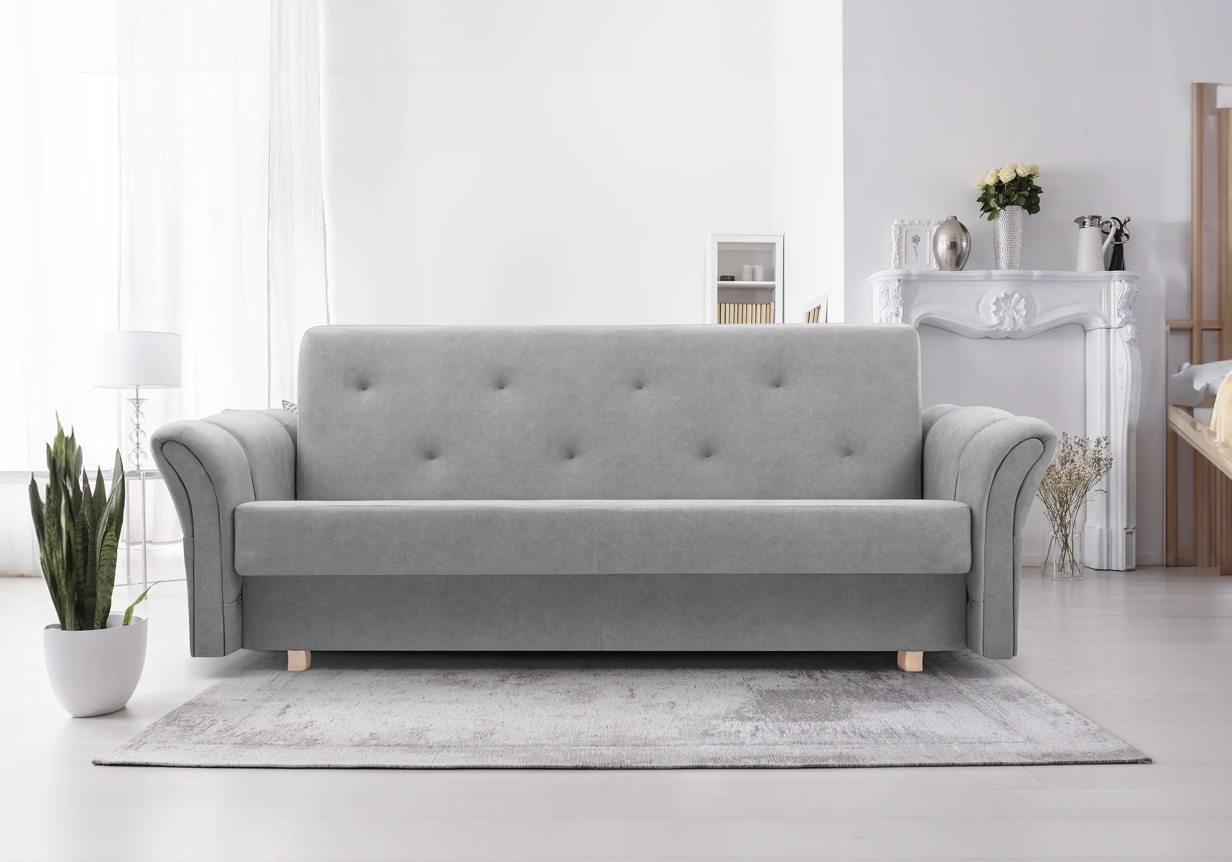 SOFÁ CAMA PLEGABLE COMPACTO 220 CM MAGDA GRIS CLARO