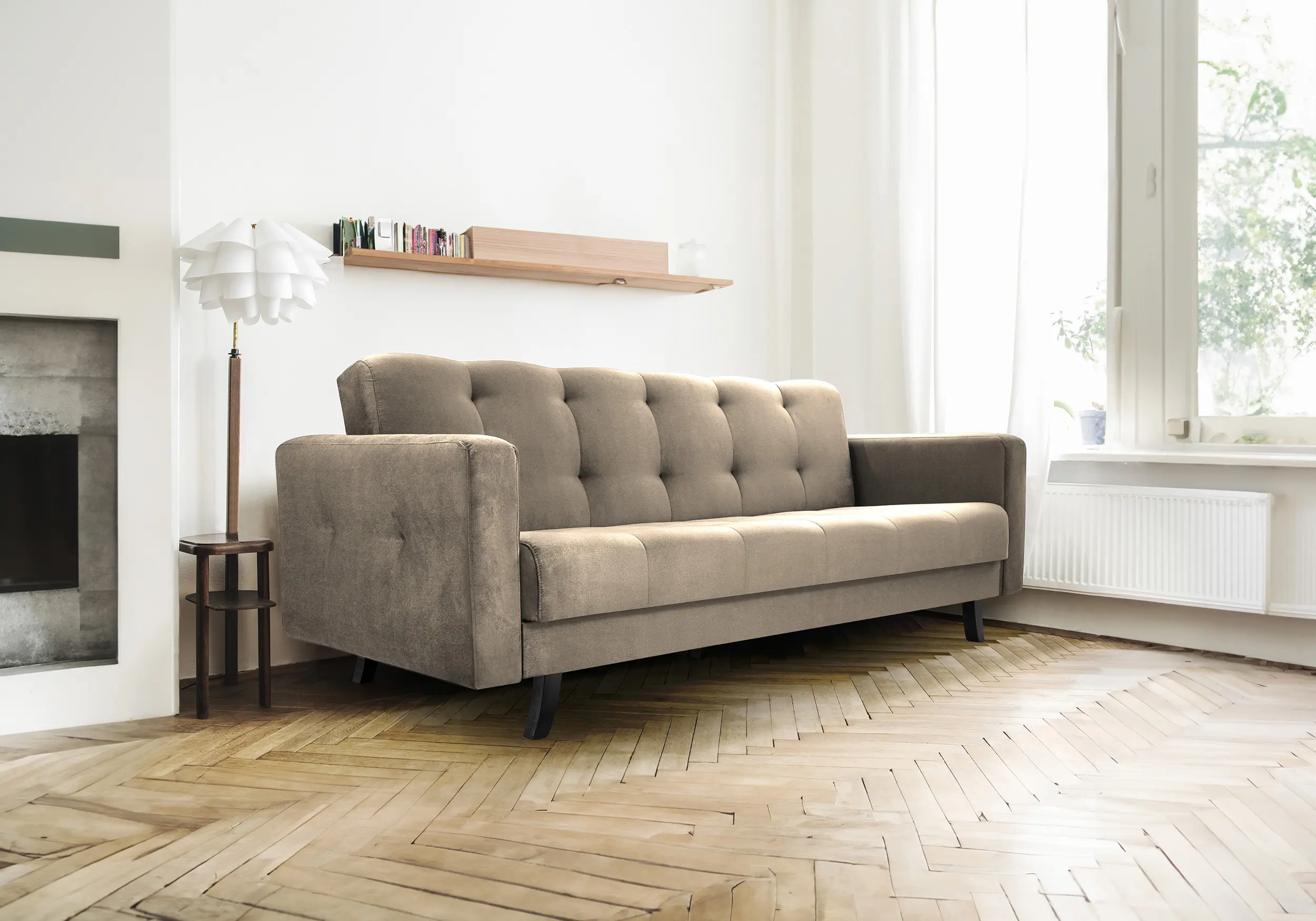 SOFÁ CAMA PLEGABLE 3 PLAZAS 227 CM LIZBONA BEIGE