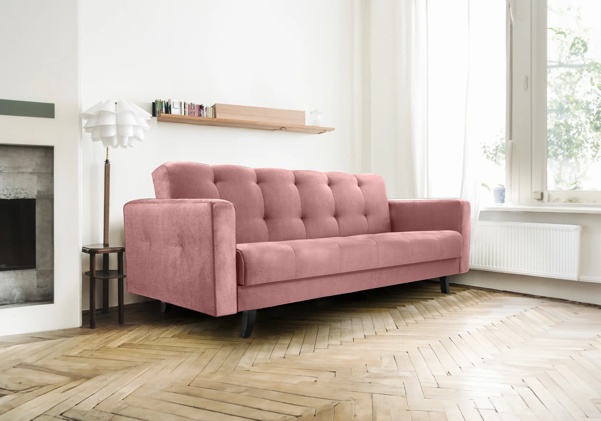 SOFÁ CAMA PLEGABLE 3 PLAZAS 227 CM LIZBONA ROSA