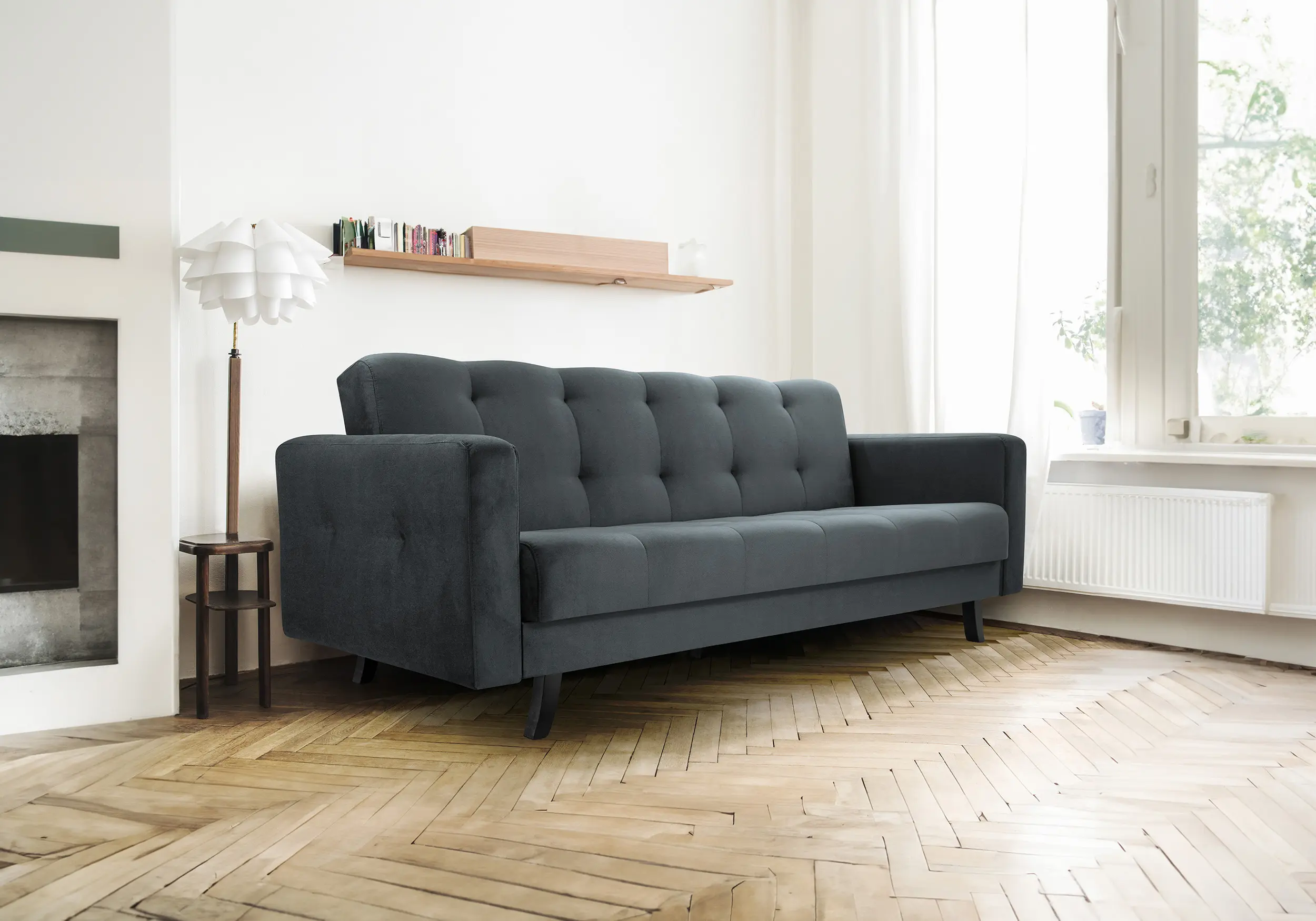 SOFÁ CAMA PLEGABLE 3 PLAZAS 227 CM LIZBONA GRIS OSCURO