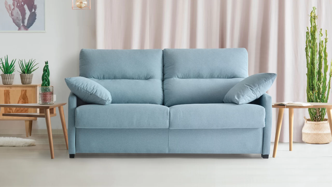 Sofá cama «italiano» (apertura italiana) 3 plazas - Petit, Azul, 172 cm