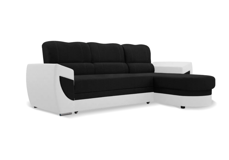 SOFÁ CAMA CON ARCÓN 250 CM X 170 TRENDY NEGRO TELA/BLANCO POLIPIEL