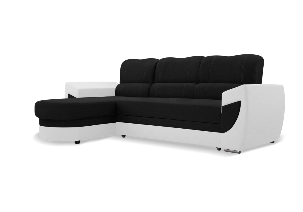 SOFÁ CAMA CON ARCÓN 250 CM X 170 TRENDY NEGRO TELA/BLANCO POLIPIEL