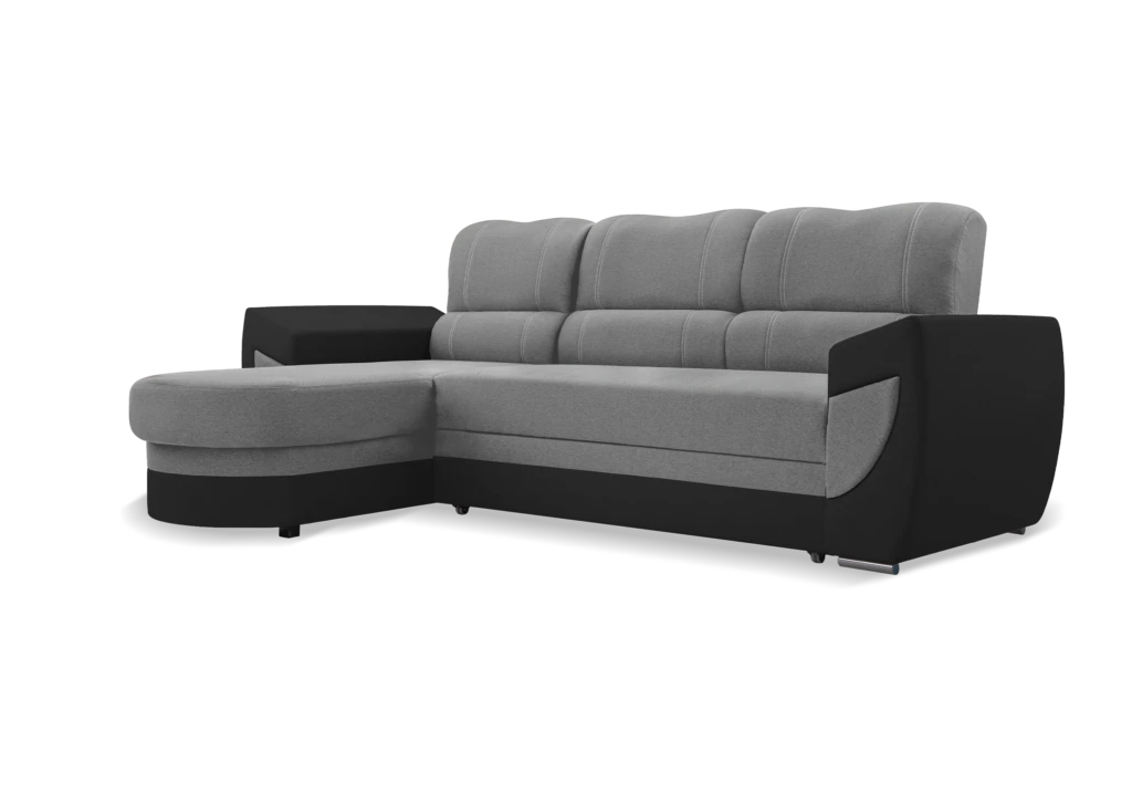 SOFÁ CAMA CON ARCÓN 250 CM X 170 TRENDY GRIS TELA/NEGRO POLIPIEL