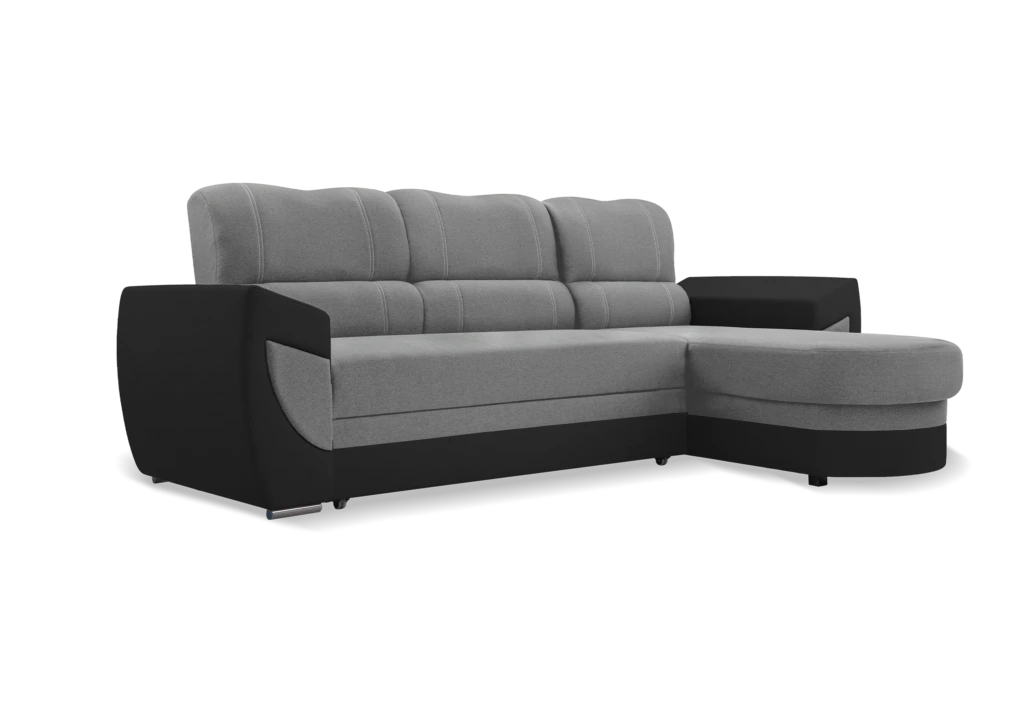 SOFÁ CAMA CON ARCÓN 250 CM X 170 CM TRENDY GRIS TELA/NEGRO POLIPIEL
