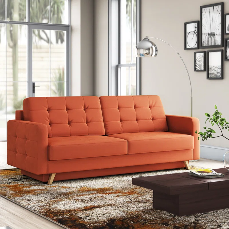 Sofá cama de estilo escandinavo Vegas, Naranja, 229cm