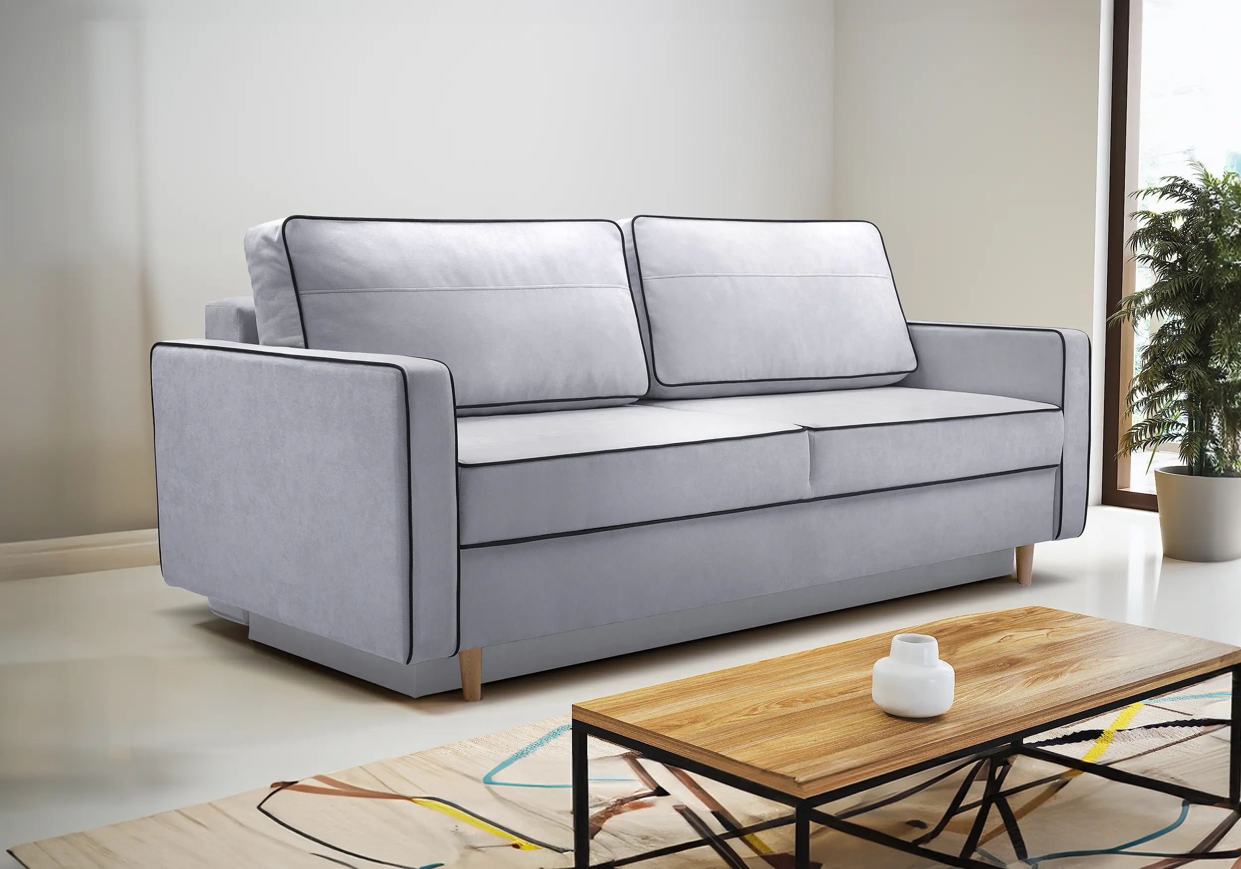 SOFÁ CAMA 213 CM FASTA GRIS CLARO