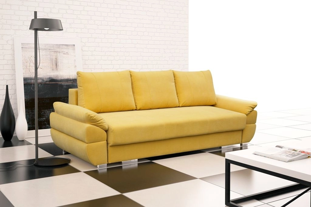 Sofá cama grande convertible de calidad - BENITA, Amarillo, 250 cm