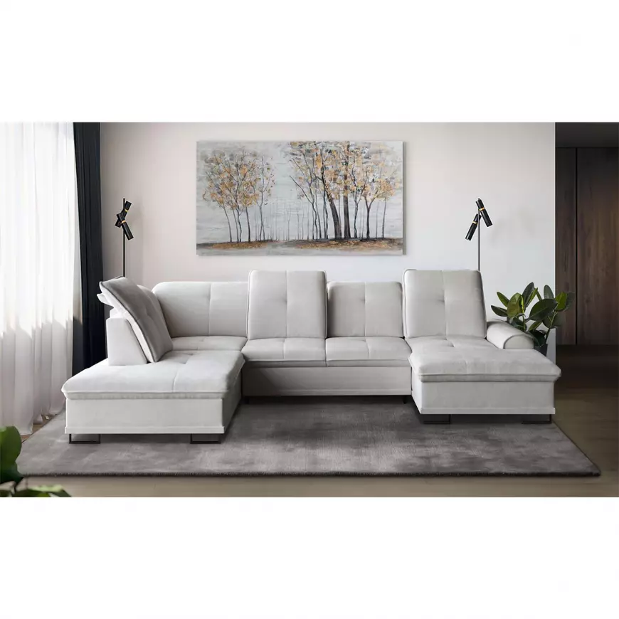 SOFÁ CAMA MODERNO EN FORMA DE U CON DOS ARCONES 346 CM X 230 CM BOSS BEIGE