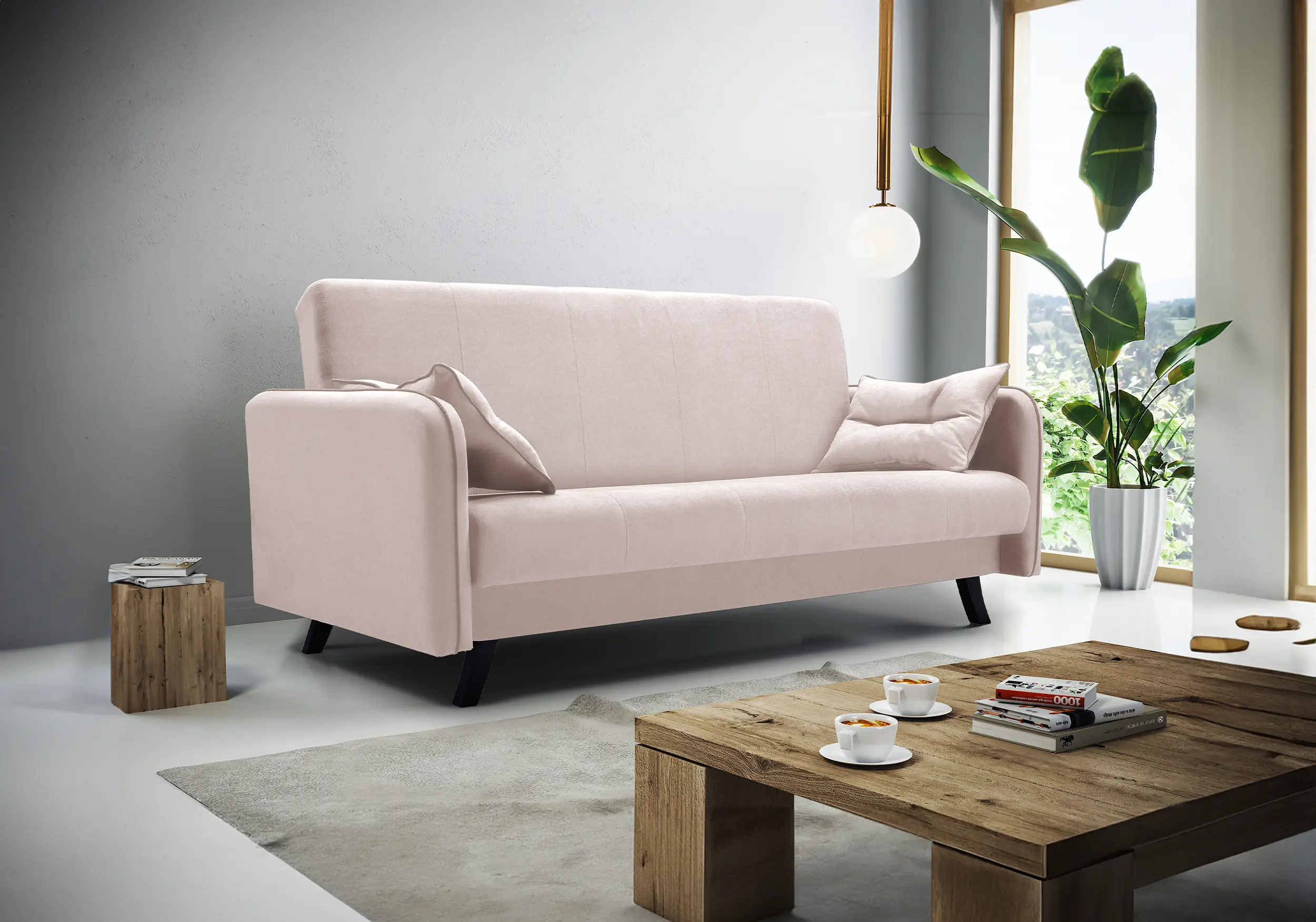 SOFÁ CAMA CLIC-CLAC 206 CM PRIMO ROSA PALO