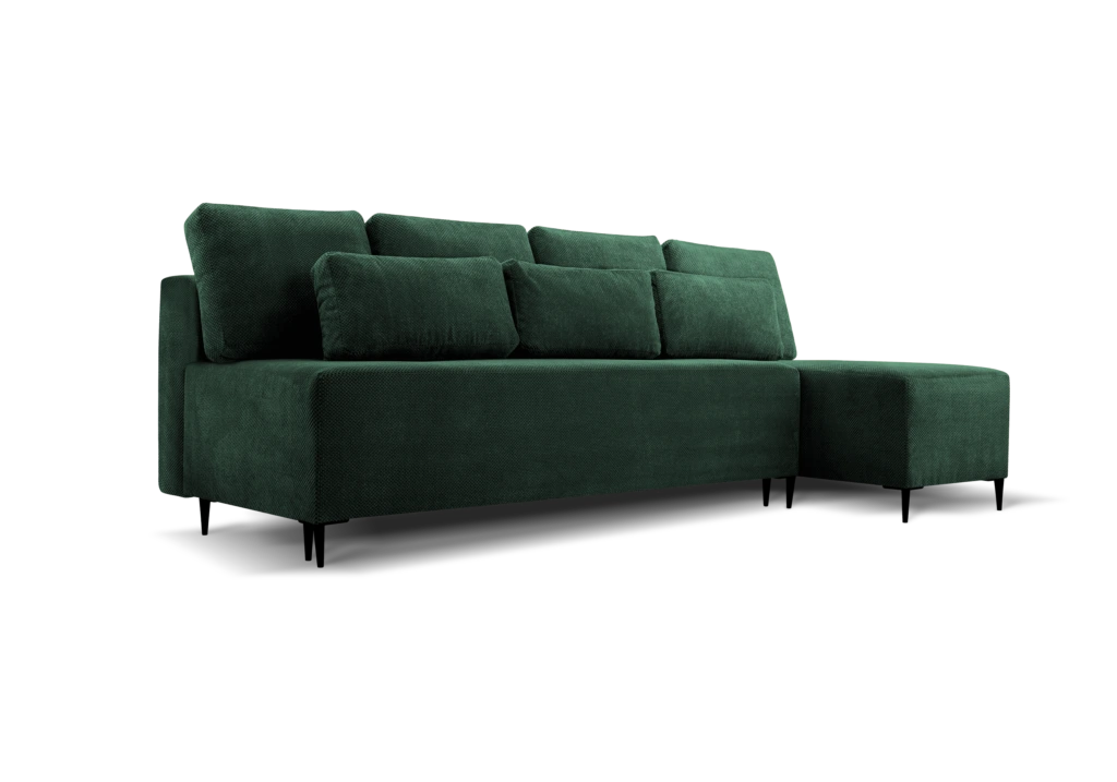 SOFÁ CAMA CON ARCÓN PATAS ALTAS SIN REPOSABRAZOS CHAISE LONGUE 251 CM X 140 MAROKO VERDE