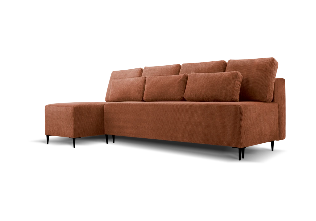 SOFÁ CAMA CON ARCÓN PATAS ALTAS SIN REPOSABRAZOS CHAISE LONGUE 251 CM X 140 MAROKO NARANJA