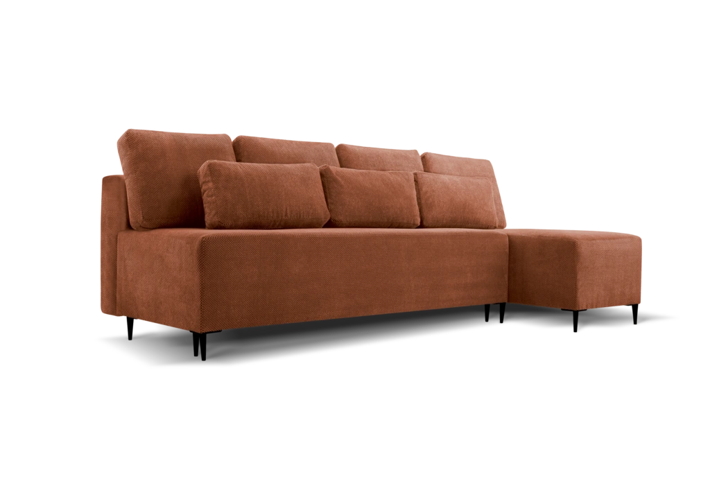 SOFÁ CAMA CON ARCÓN PATAS ALTAS SIN REPOSABRAZOS CHAISE LONGUE 251 CM X 140 MAROKO NARANJA