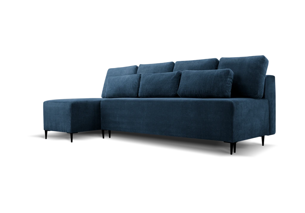 SOFÁ CAMA CON ARCÓN PATAS ALTAS SIN REPOSABRAZOS CHAISE LONGUE 251 CM X 140 MAROKO AZUL