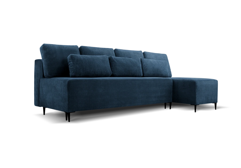 SOFÁ CAMA CON ARCÓN PATAS ALTAS SIN REPOSABRAZOS CHAISE LONGUE 251 CM X 140 MAROKO AZUL
