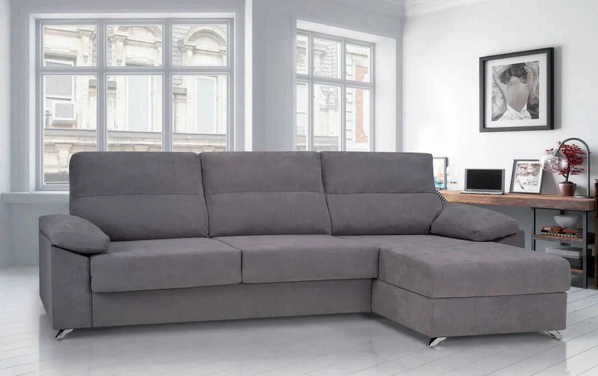 SOFÁ CHAISE LONGUE CAMA APERTURA ITALIANA 292 CM X 155 MILAN GRIS