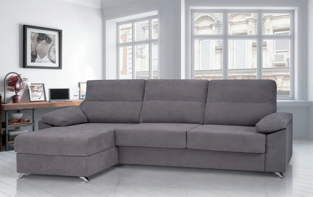 SOFÁ CHAISE LONGUE CAMA APERTURA ITALIANA 292 CM X 155 MILAN GRIS