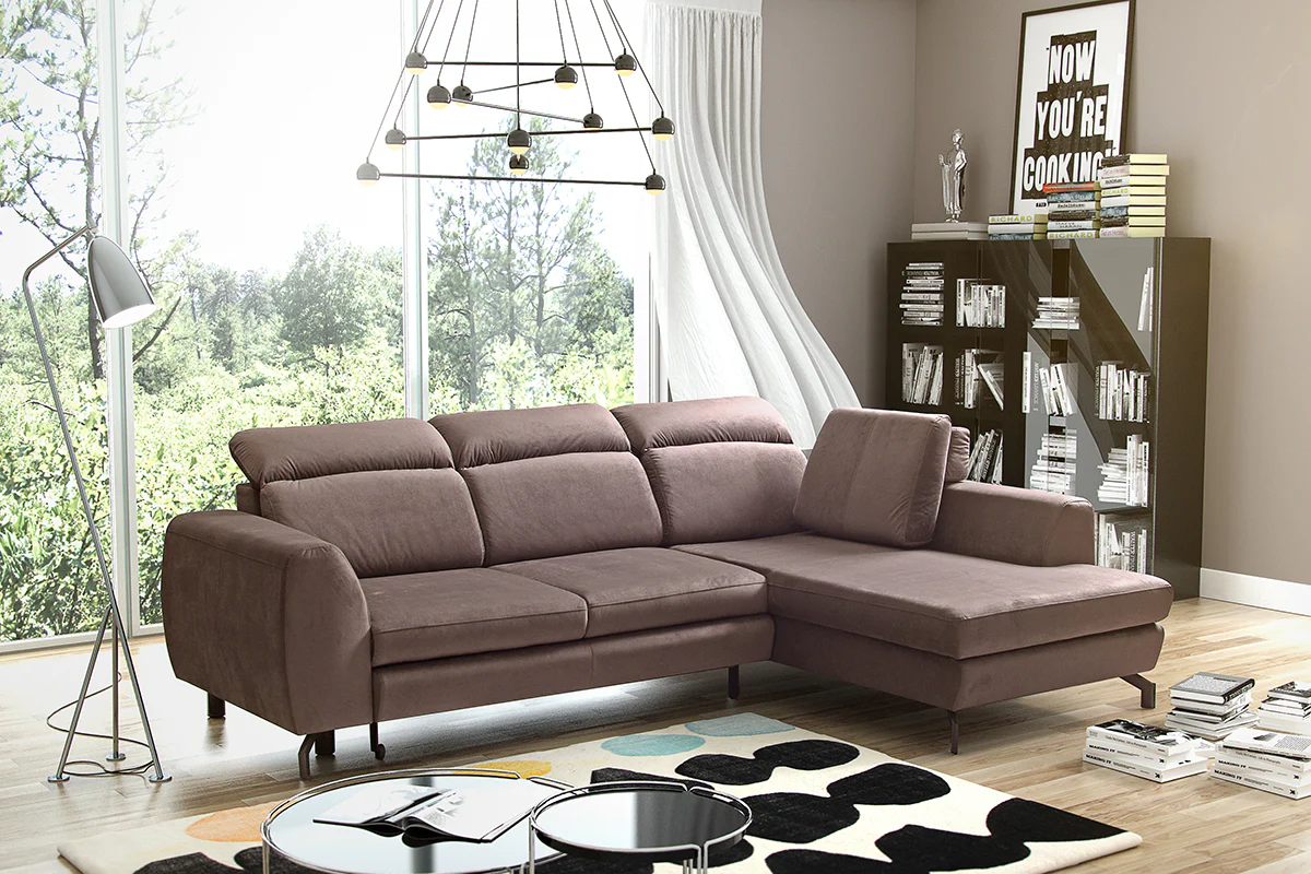 SOFÁ CAMA CON ARCÓN CABEZALES RECLINABLES 266 CM X 182 TYBET MARRÓN