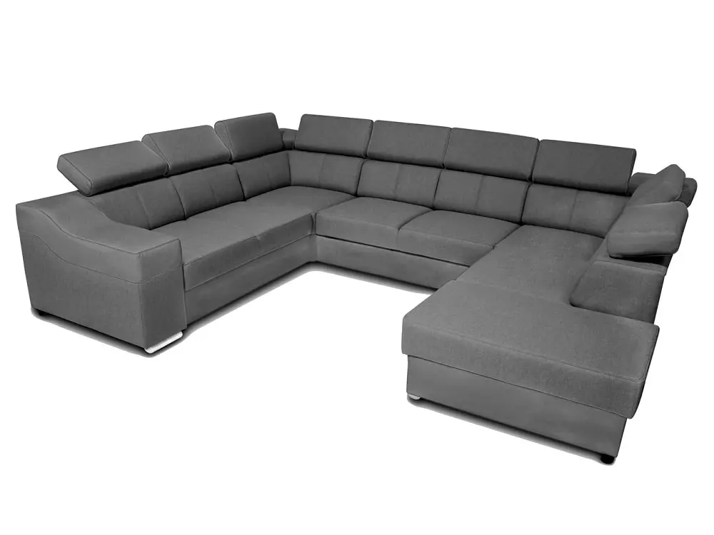 SOFÁ EN FORMA DE U I 7 PLAZAS I CAMA EXTRAIBLE I REPOSACABEZAS RECLINABLES I 335 CM X 260 CM ANGELA GRIS TELA